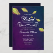 大人ハロウィーン招待状衣装パーティー紫 招待状 (正面/裏面)