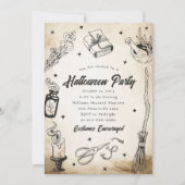 大人ハロウィーン衣装パーティー魔女招待状 招待状 (正面)