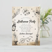 大人ハロウィーン衣装パーティー魔女招待状 招待状 (スタンド正面)