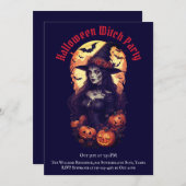 大人ハロウィーン魔女パーティーヴィンテージゴシック 招待状 (正面/裏面)