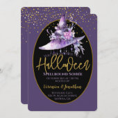大人ハローウィンパーティウィッチハット 招待状 (正面/裏面)