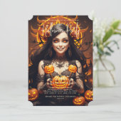 大人ハローウィンパーティゴシック魔女ジャックO'ランタン 招待状 (スタンド正面)