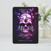 大人ハローウィンパーティダークブルーパープルスカル 招待状 (スタンド正面)