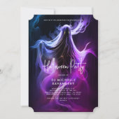 大人ハローウィンパーティブルーパープルピンク幽霊 招待状 (正面)