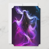 大人ハローウィンパーティブルーパープルピンク幽霊 招待状 (裏面)