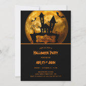 大人ハローウィンパーティムーンこうもり 招待状 (正面)