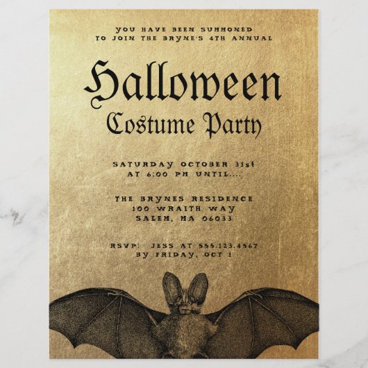 大人ハローウィンパーティヴァンパイアこうもり招待状 チラシ (正面)