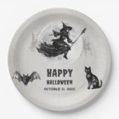 大人ハローウィンパーティヴィンテージゴシック魔女 ペーパープレート (正面)