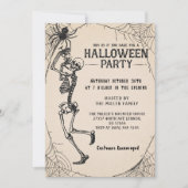 大人ハローウィンパーティヴィンテージスケルトンカクテル 招待状 (正面)