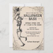 大人ハローウィンパーティヴィンテージスケルトンカクテル 招待状 (正面)