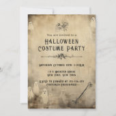 大人ハローウィンパーティヴィンテージ幽霊スカルスパイダー 招待状 (正面)