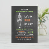 大人ハローウィンパーティヴィンテージ骨格シャルボード 招待状 (スタンド正面)
