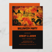 大人ハローウィンパーティ黒猫 招待状 (正面/裏面)