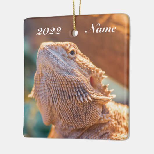 大人パーソナライズされたの髭を生やしたドラゴンリザード セラミックオーナメント (左)