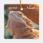 大人パーソナライズされたの髭を生やしたドラゴンリザード セラミックオーナメント (正面)