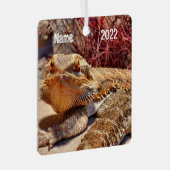 大人パーソナライズされたの髭を生やしたドラゴンリザード メタルオーナメント (正面右)