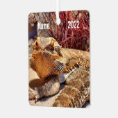 大人パーソナライズされたの髭を生やしたドラゴンリザード メタルオーナメント (正面左)