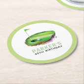 大人パーソナライズされた誕生日パルティーゴルフ ラウンドペーパーコースター (アングル)