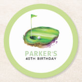 大人パーソナライズされた誕生日パルティーゴルフ ラウンドペーパーコースター (正面)