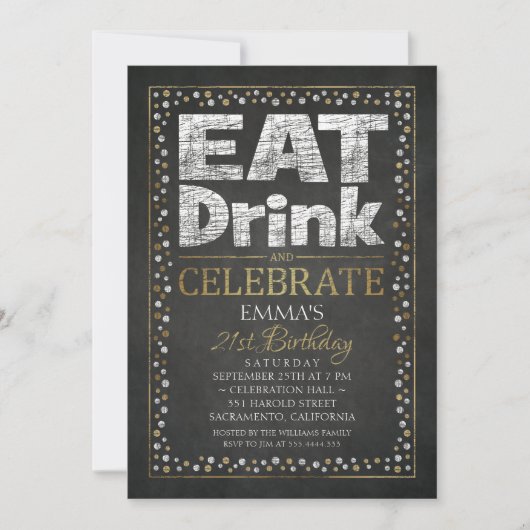 大人パーソナライズされた21歳の誕生日パーティの招待状 招待状 (正面)