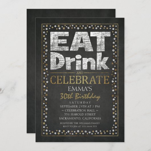 大人パーソナライズされた30歳の誕生日パーティの招待状 招待状 (正面/裏面)