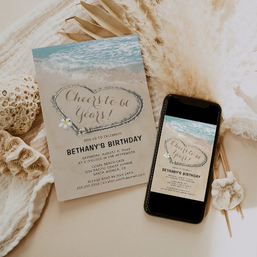 大人ビーチバースデーパーティー | 年齢に乾杯 招待状