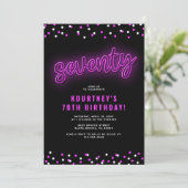 大人ピンクネオン70歳誕生日パーティー 招待状 (スタンド正面)