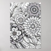 大人フローラ植物三次元カラーリングポスター ポスター (正面)
