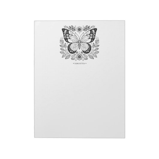 大人メモ帳のバタフライカラーリングページ ノートパッド (回転)