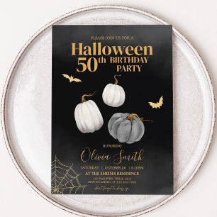 大人モダンのハロウィーン誕生日パーティー 招待状