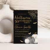 大人モダンのパンプキンハロウィーン誕生日パーティー 招待状