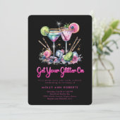 大人モダングリッター誕生日カクテルパーティー 招待状 (スタンド正面)