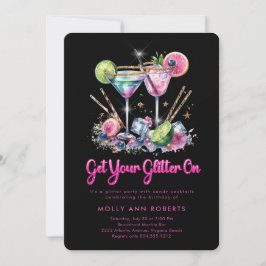 大人モダングリッター誕生日カクテルパーティー 招待状