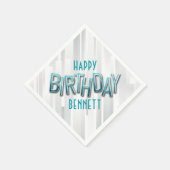 大人モダンティール（緑がかった色）誕生日 スタンダードカクテルナプキン (角)