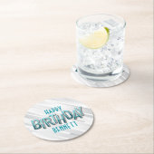 大人モダンティール(緑がかった色)誕生日 ラウンドペーパーコースター (インサイチュ)