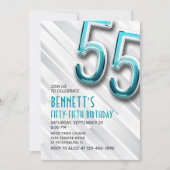 大人モダンティール（緑がかった色）55番目の誕生日招待状 招待状 (正面)