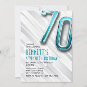 大人モダンティール（緑がかった色）70番目の誕生日招待状 招待状 (正面)