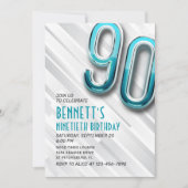 大人モダンティール（緑がかった色）90番目の誕生日招待状 招待状 (正面)