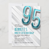 大人モダンティール（緑がかった色）95番目の誕生日招待状 招待状 (正面)