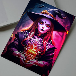 大人モダンハローウィンパーティゴシック魔女 招待状