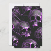 大人モダンハローウィンパーティブラックパープルスカル 招待状 (裏面)