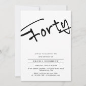 大人モダンミニマル40歳の誕生日パーティー 招待状 (正面)