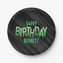 大人モダン緑誕生日 ペーパープレート