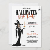 大人モダン魔女ハロウィンガールズナイトパーティー 招待状 (正面)