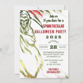 大人不気味のハロウィーン怖いスカル衣装パーティー 招待状 (正面)