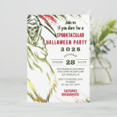 大人不気味のハロウィーン怖いスカル衣装パーティー 招待状 (スタンド正面)