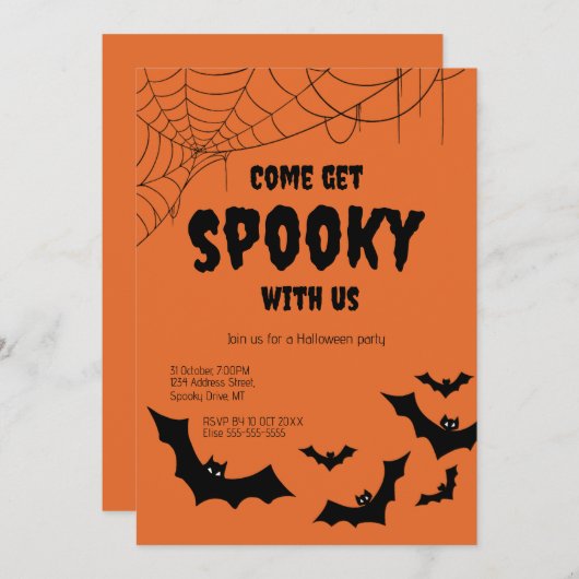 大人不気味ハローウィンパーティ招待状 招待状 (正面/裏面)
