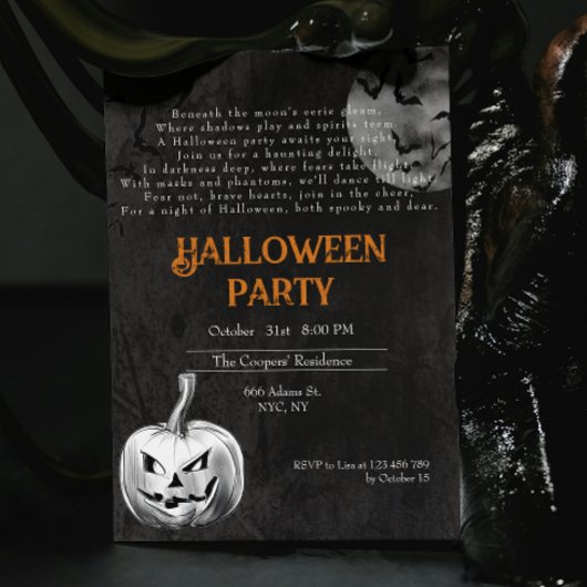 大人不気味気味悪いカボチャ詩ハローウィンパーティ 招待状