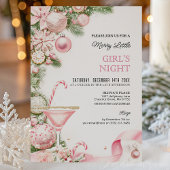 大人可愛いピンクのクリスマス女子会の招待状 招待状