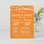 大人合同誕生日パーティー招待状 オレンジ 招待状 (スタンド正面)